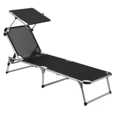 Ліжко розкладне Bo-Camp Sun Lounger With Sunscreen 5 Positions Black (1304460) Ліжко розкладне Bo-Camp Sun Lounger With Sunscreen 5 Positions Black (1304460) - Robinzon.ua