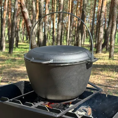 Казан туристичний КТ-10КС чавунний з кришкою-сковородою 10л - 5 - Robinzon.ua