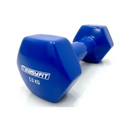 Гантель для фитнеса 5.0 кг EasyFit с виниловым покрытием синяя - Robinzon.ua