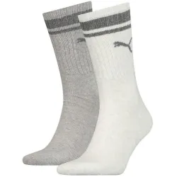 Шкарпетки Puma Unisex Crew Regular Stripe 2-pack 39-42 white/gray 261058001-002 - Robinzon.ua