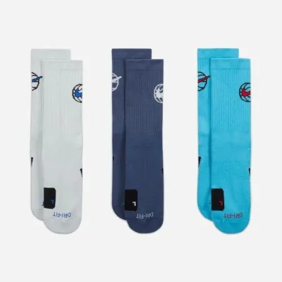 Мужские Носки Nike U NK ED CREW BBALL 3PR 144 светло-голубой, синий, бирюзовый Уни 46-50 DA2123-900 46-50 - 1 - Robinzon.ua