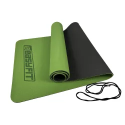 Килимок для йоги та фітнесу EasyFit TPE+TC 6мм двошаровий зелений-чорний - Robinzon.ua