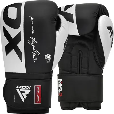 Боксерские перчатки RDX F4 Boxing Sparring Gloves Hook&amp;Loop WHITE/BLACK 14 унций (капа в комплекте) - 1 - Robinzon.ua