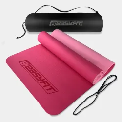Килимок для йоги та фітнеса EasyFit TPE+TC 6мм двошаровий + Чохол рожевий з св.рожевим - Robinzon.ua
