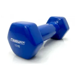 Гантель для фітнесу 1.5 кг EasyFit із вініловим покриттям синя - Robinzon.ua