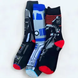 Шкарпетки Star Wars RESTEQ 3 пари, Дарт Вейдер, R2-D2, чоловічі та жіночі 38-44, шкарпетки Зоряні війни - Robinzon.ua