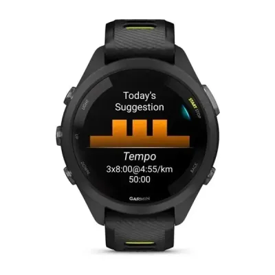Смарт-годинник Garmin Forerunner 265s з чорним корпусом та чорно-жовтим силіконовим ремінцем - 3 - Robinzon.ua