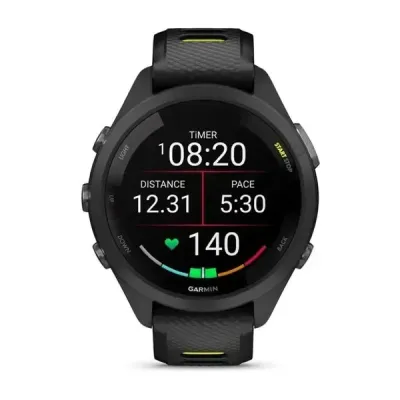 Смарт-годинник Garmin Forerunner 265s з чорним корпусом та чорно-жовтим силіконовим ремінцем - 1 - Robinzon.ua