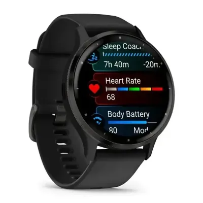 Смарт-часы Garmin Venu 3, безель из нержавеющей стали, черный корпус, силиконовый ремешок - 2 - Robinzon.ua