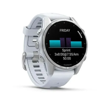 Смарт-годинник Garmin Fenix 8 – 43 мм, AMOLED, сріблястий із силіконовим ремінцем кольору білий камінь - 2 - Robinzon.ua