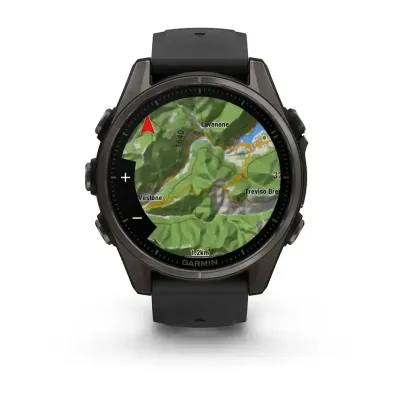Смарт-годинник Garmin Fenix 8 – 43 мм, AMOLED Sapphire, титан з DLC-покриттям Carbon Gray та силіконовим ремінцем чорного/сірого кольору - 5 - Robinzon.ua