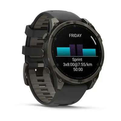 Смарт-годинник Garmin Fenix 8 – 47 мм, AMOLED Sapphire, титан з DLC-покриттям Carbon Gray та силіконовим ремінцем чорного/сірого кольору - 2 - Robinzon.ua