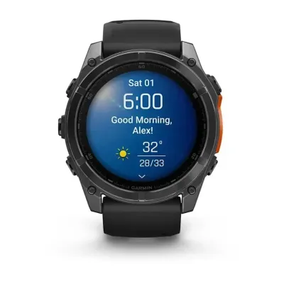 Смарт-годинник Garmin Fenix 8 – 51 мм, AMOLED, сланцево-сірий з чорним силіконовим ремінцем - 1 - Robinzon.ua