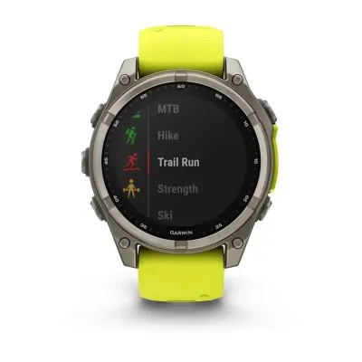Смарт-годинник Garmin Fenix 8 – 47 мм, Solar Sapphire, титан з яскраво-жовтим/графітовим силіконовим ремінцем - 6 - Robinzon.ua