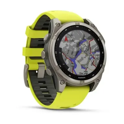 Смарт-годинник Garmin Fenix 8 – 47 мм, Solar Sapphire, титан з яскраво-жовтим/графітовим силіконовим ремінцем - 2 - Robinzon.ua