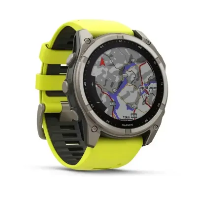 Смарт-годинник Garmin Fenix 8 – 51 мм, Solar Sapphire, титан з яскраво-жовтим/графітовим силіконовим ремінцем - 2 - Robinzon.ua