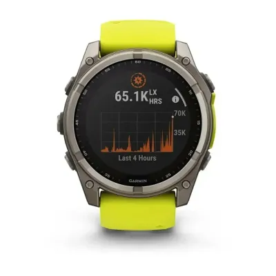Смарт-годинник Garmin Fenix 8 – 51 мм, Solar Sapphire, титан з яскраво-жовтим/графітовим силіконовим ремінцем - 1 - Robinzon.ua