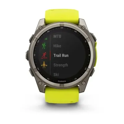 Смарт-годинник Garmin Fenix 8 – 51 мм, Solar Sapphire, титан з яскраво-жовтим/графітовим силіконовим ремінцем - 6 - Robinzon.ua