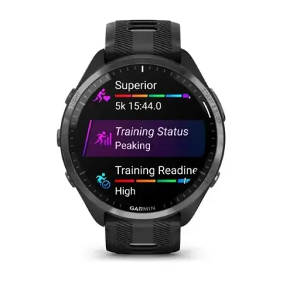 Смарт-часы Garmin Forerunner 965 с карбоново-серым титановым безелем, черным корпусом и черно-серым силиконовым ремешком - 1 - Robinzon.ua