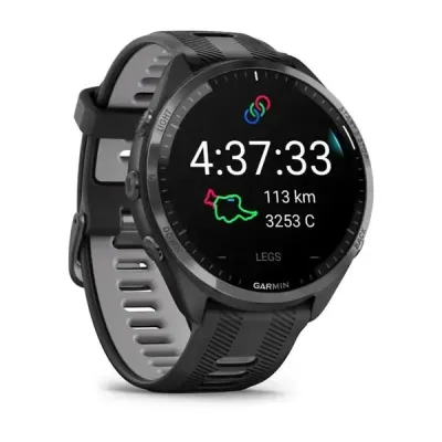 Смарт-часы Garmin Forerunner 965 с карбоново-серым титановым безелем, черным корпусом и черно-серым силиконовым ремешком - 2 - Robinzon.ua