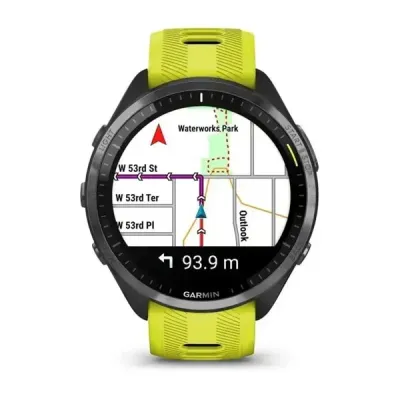 Смарт-часы Garmin Forerunner 965 с карбоново-серым титановым безелем, черным корпусом и желтым силиконовым ремешком - 3 - Robinzon.ua