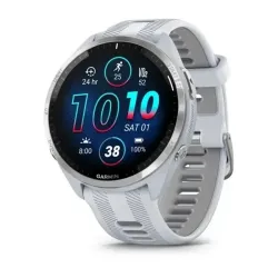 Смарт-годинник Garmin Forerunner 965 з титановим безелем, білим корпусом та біло-сірим силіконовим ремінцем - Robinzon.ua