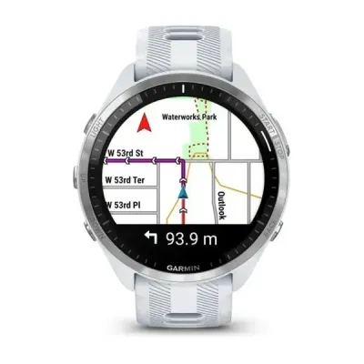 Смарт-часы Garmin Forerunner 965 с титановым безелем, белым корпусом и бело-серым силиконовым ремешком - 3 - Robinzon.ua
