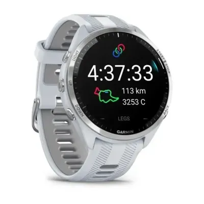 Смарт-часы Garmin Forerunner 965 с титановым безелем, белым корпусом и бело-серым силиконовым ремешком - 2 - Robinzon.ua