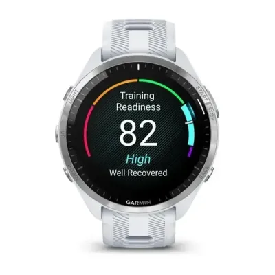 Смарт-часы Garmin Forerunner 965 с титановым безелем, белым корпусом и бело-серым силиконовым ремешком - 5 - Robinzon.ua