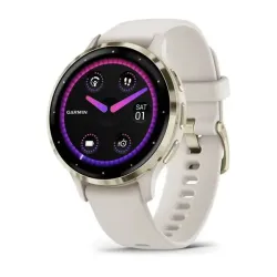 Смарт-годинник Garmin Venu 3s, сталевий золотистий безель з корпусом кольору слонової кістки та силіконовим ремінцем - Robinzon.ua