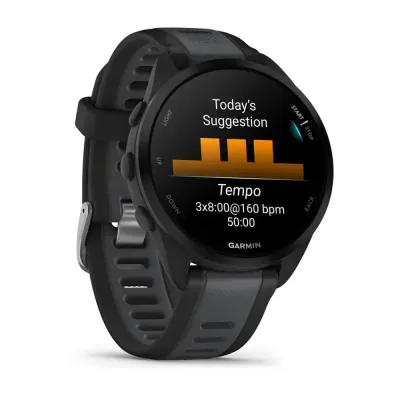 Смарт-часы Garmin Forerunner 165 Music, черный/сланцево-серый силиконовый ремешок - 8 - Robinzon.ua