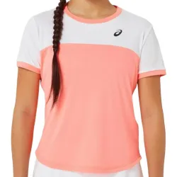 Детская футболка Asics GIRLS TENNIS SS TOP Белый Коралловый 128-137 (2044A039-701 128-137) - Robinzon.ua