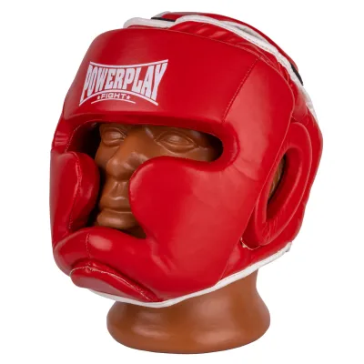 Боксерский шлем тренировочный PowerPlay 3100 PU Красный S - 1 - Robinzon.ua