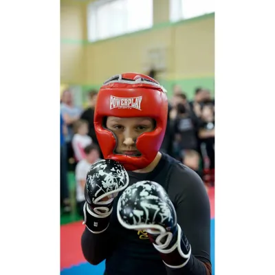 Боксерский шлем тренировочный PowerPlay 3100 PU Красный S - 6 - Robinzon.ua