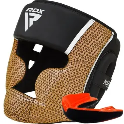 Боксерский шлем RDX AURA PLUS T-17 Black Golden XL (капа в комплекте) - Robinzon.ua