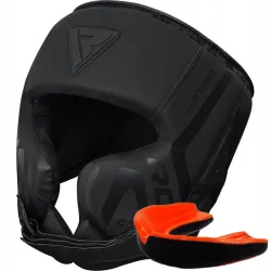 Боксерский шлем RDX T15 Noir Cheek Protector Matte Black XL (капа в комплекте) - Robinzon.ua