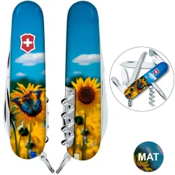 Складной нож Victorinox CAMPER UKRAINE Подсолнечники и бабочка 1.3613.7.T3200pw - Robinzon.ua