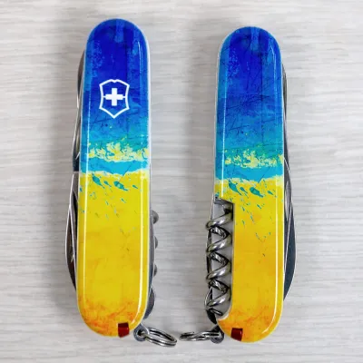 Складаний ніж Victorinox CLIMBER UKRAINE Жовто-синій малюнок 1.3703.7.T3100pw - 5 - Robinzon.ua