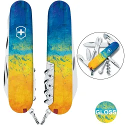 Складной нож Victorinox CLIMBER UKRAINE Желто-синий рисунок 1.3703.7.T3100pw - Robinzon.ua