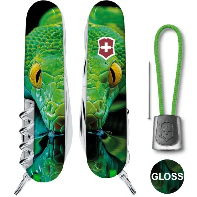 Складаний ніж Victorinox HUNTSMAN ZODIAC Зелена дерев'яна змія 1.3713.3.Z4310pk - 2 - Robinzon.ua