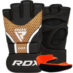 Рукавиці для ММА RDX AURA PLUS T-17 Black Golden L (капа у комплекті) - Robinzon.ua
