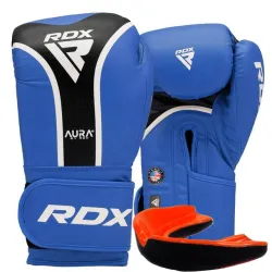 Боксерські рукавиці RDX AURA PLUS T-17 Blue/Black 14 унцій (капа в комплекті) - Robinzon.ua