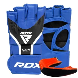 Рукавиці для ММА RDX AURA PLUS T-17 Blue/Black M (капа у комплекті) - Robinzon.ua