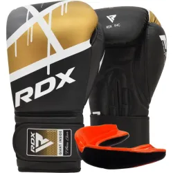 Боксерські рукавиці RDX F7 Ego Black Golden 12 унцій (капа у комплекті) - Robinzon.ua