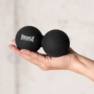 Масажний силіконовий подвійний м'яч PowerPlay PP-4355 Silicone Lacrosse Peanut Ball (6.3*12.6см.) Чорний - 2 - Robinzon.ua