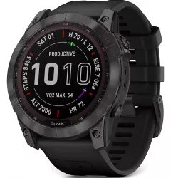 Спортивные часы Garmin Fenix 7X Sapphire Solar Carbon Gray DLC Titanium с силиконовым ремешком 010-02541-11 - Robinzon.ua