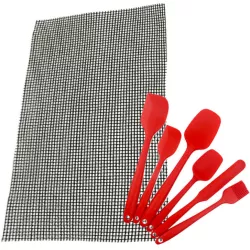Антипригарный коврик-сетка для BBQ 40х33 см и Набор кухонных принадлежностей 6 в 1 Red (n-1208) - Robinzon.ua