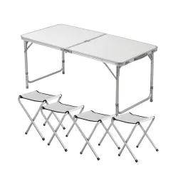 Раскладной туристический стол Easy Campi для пикника со стульями складной стол и 4 стула Белый+Bluetooth колонка Е2 - Robinzon.ua