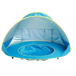 Пляжная детская палатка с бассейном и вентилируемой стенкой автоматическая Pool Baby Tent Голубая - Robinzon.ua
