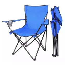 Туристический складной стул Folder Seat с подлокотниками спинкой и подстаканником в чехле Синий - Robinzon.ua
